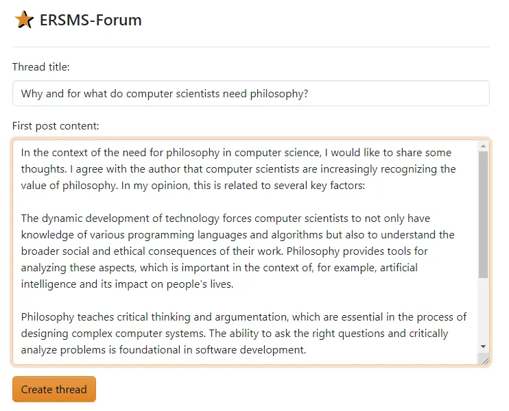 Forum post