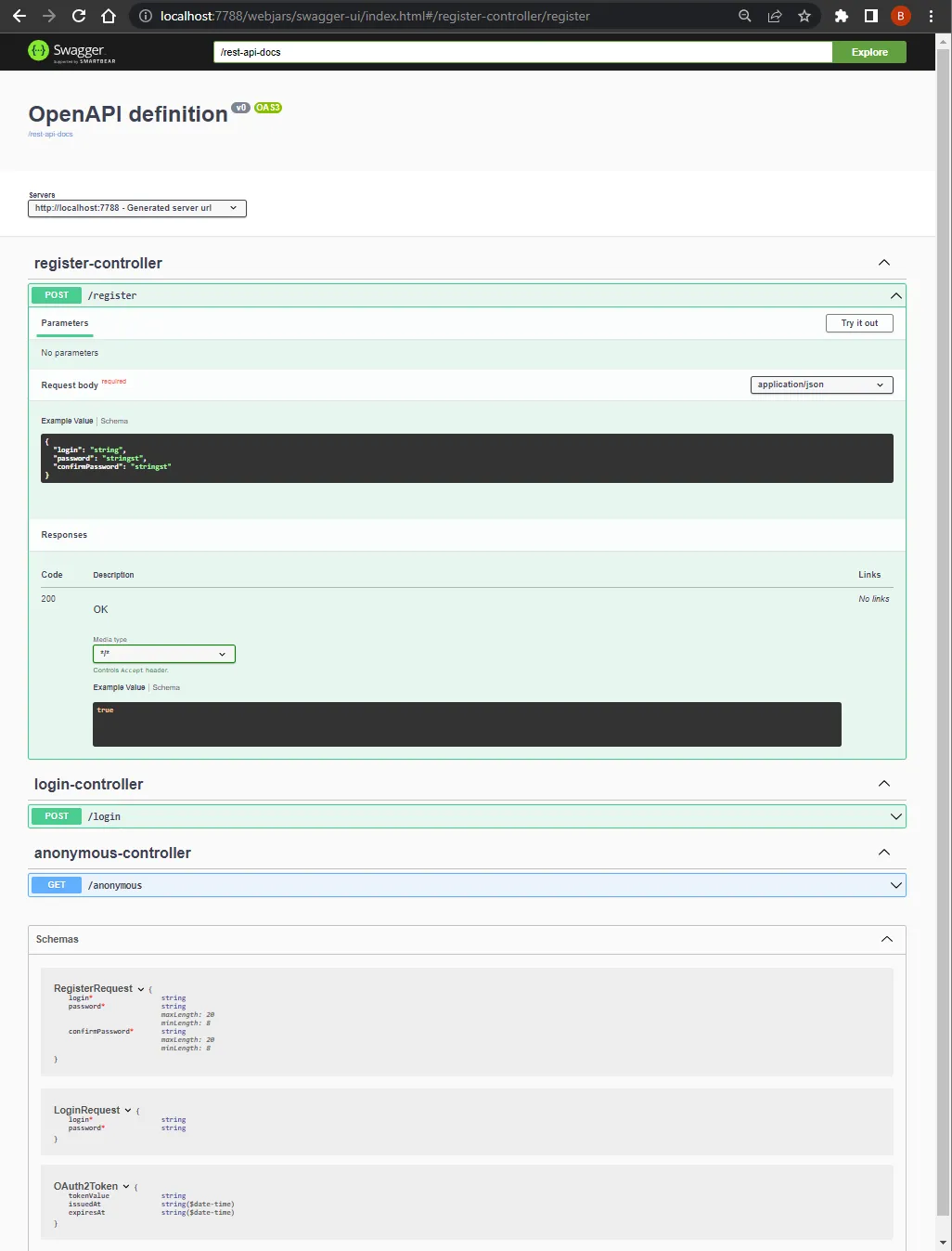 Security API endpoints