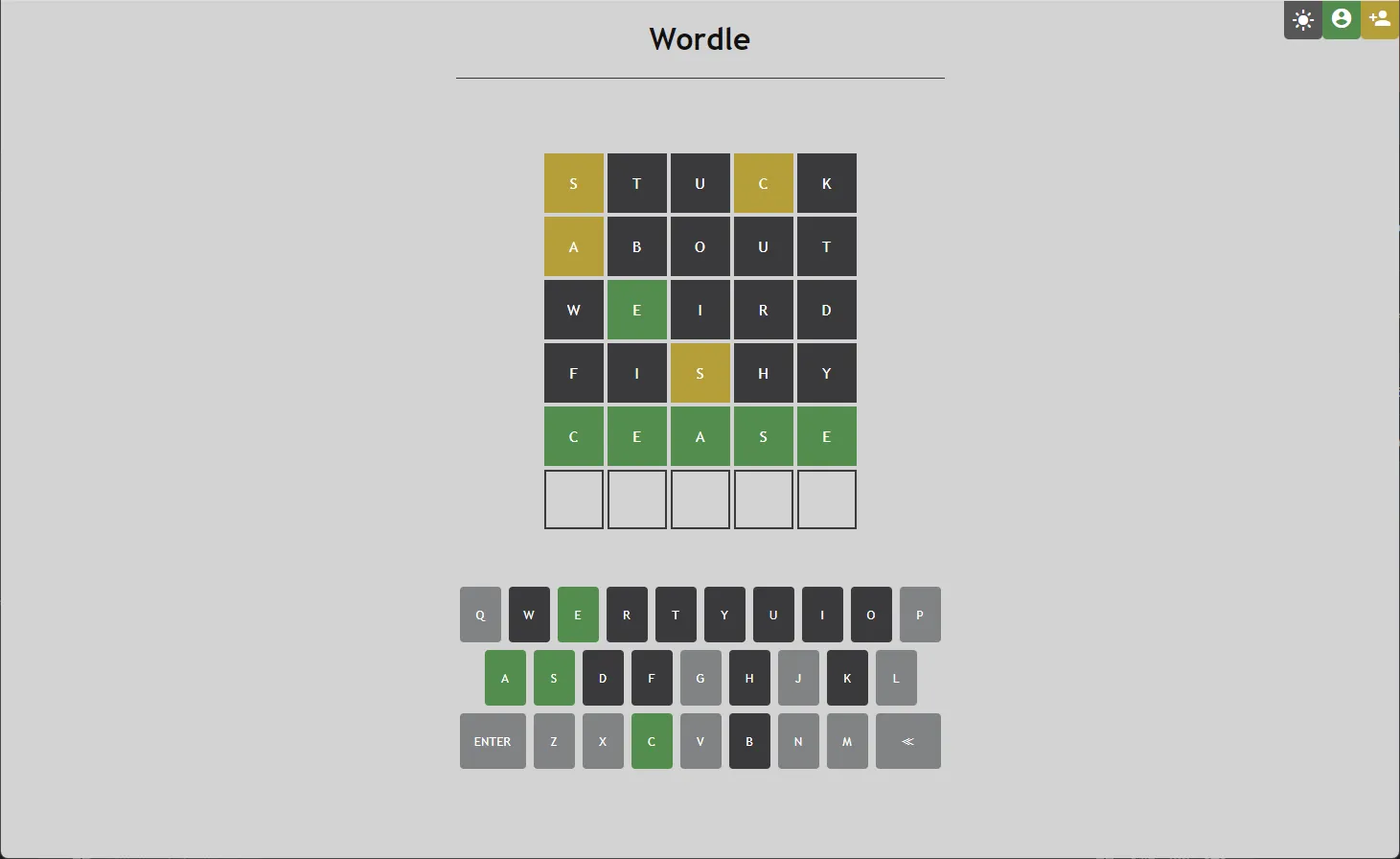 Wordle GUI - light theme